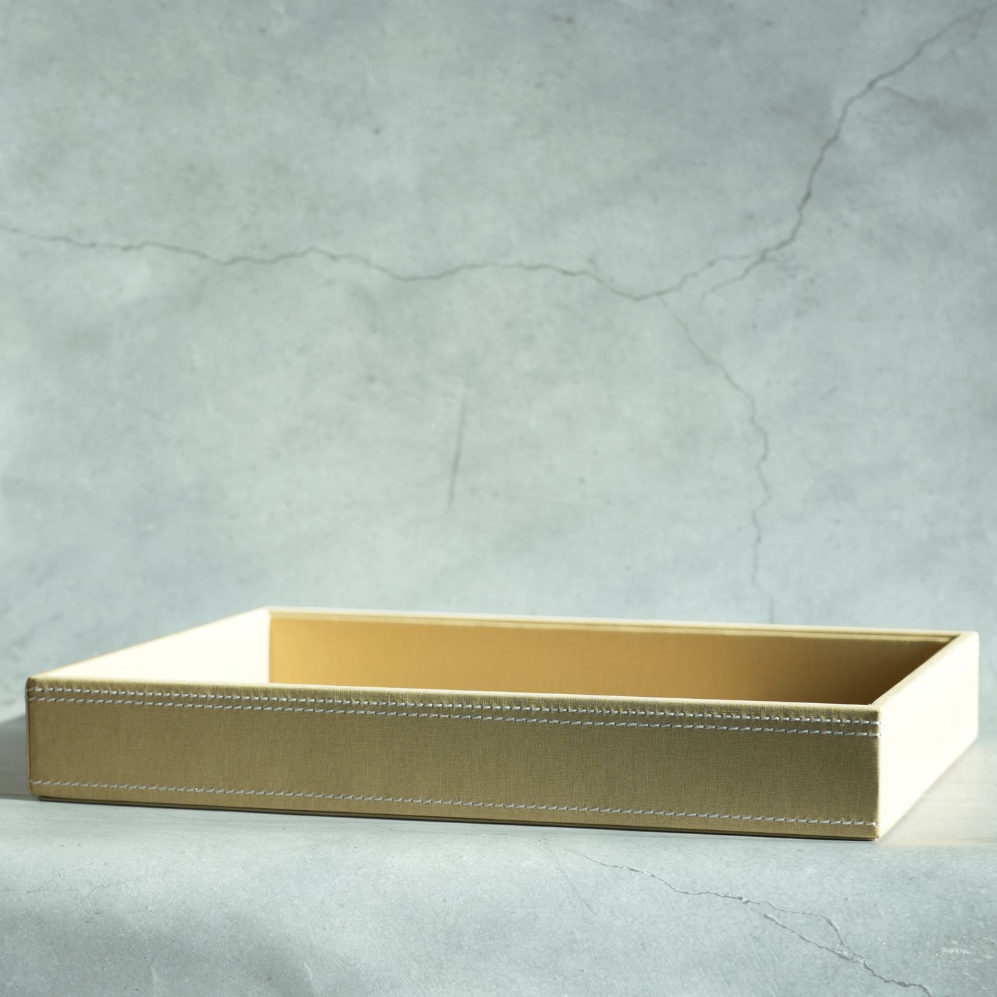 Sand Beige PU Leather Serving Tray - Large