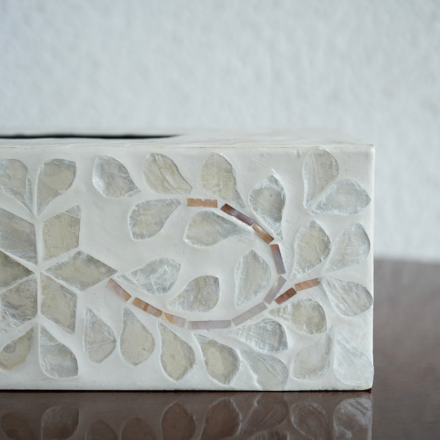Mother-of-Pearl Rectangular Tissue Box - Pearl White