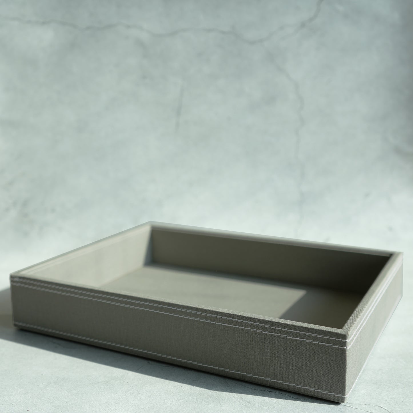Stone Gray PU Leather Serving Tray - Medium