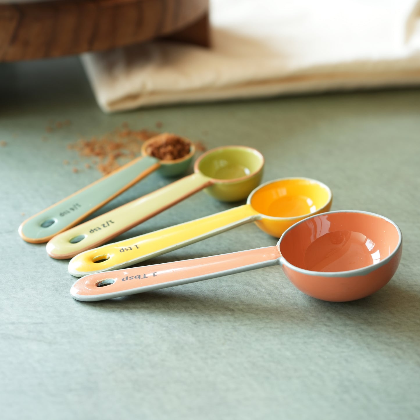 Multi-Coloured Steel Measuring Spoons- Set of 4