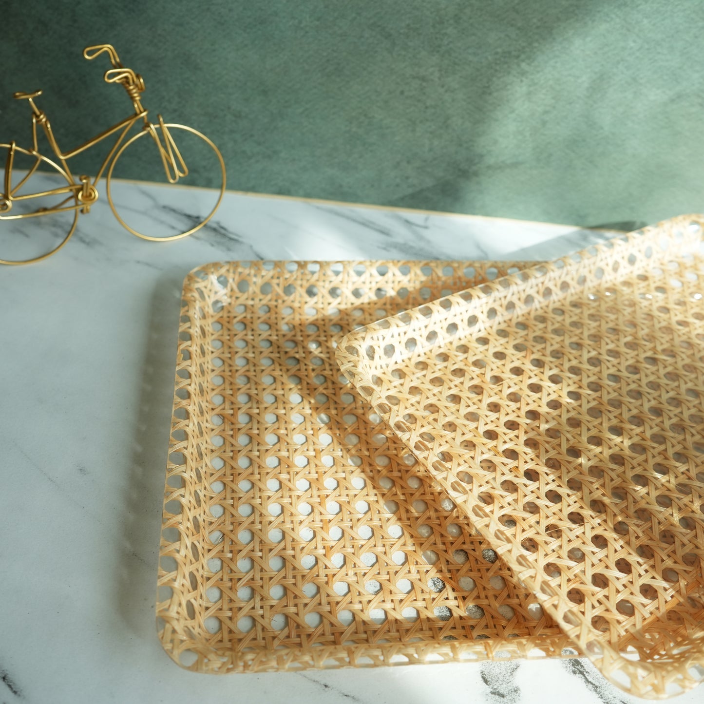 Rattan Acrylic Serving Tray- Regular set