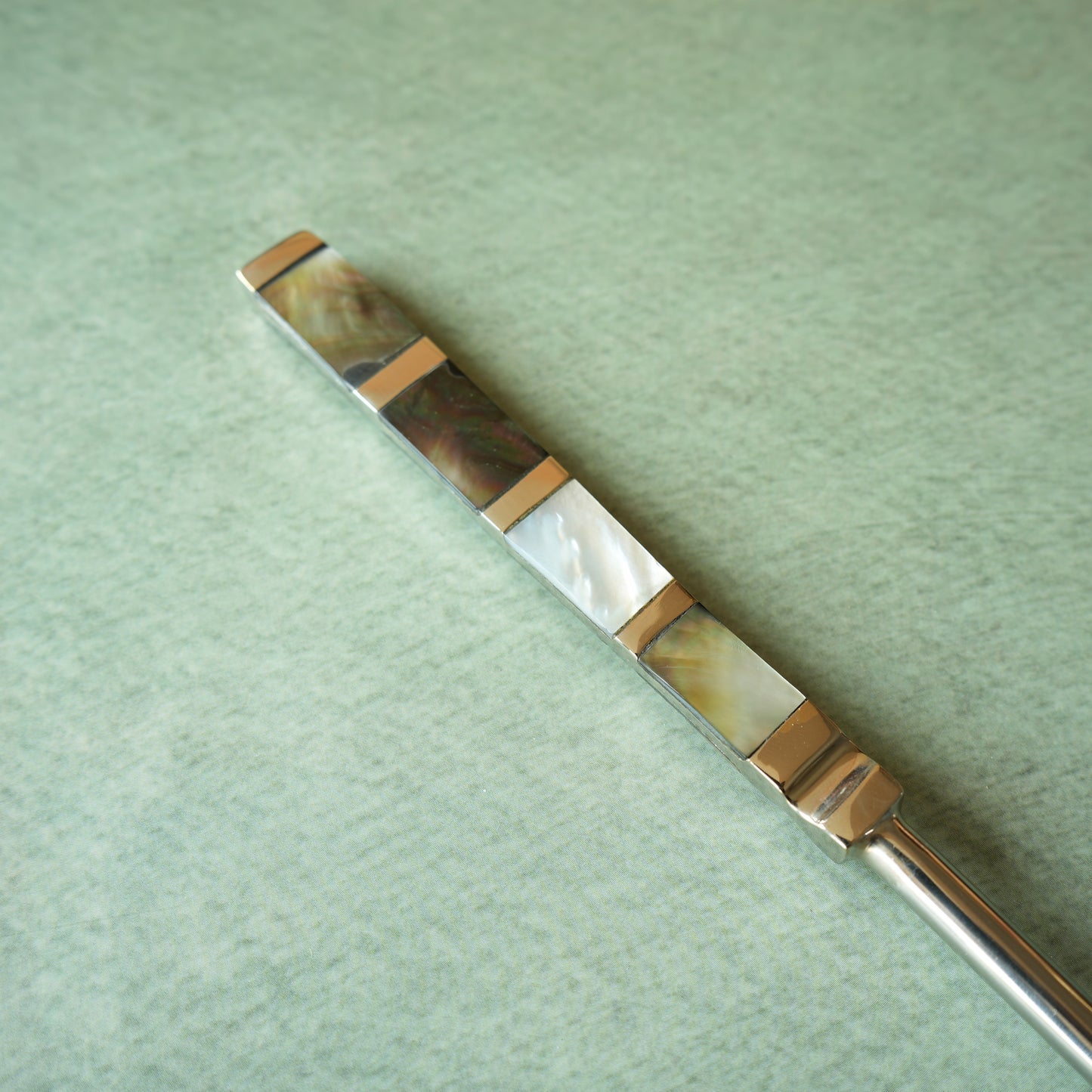 Black Mother-of- Pearl Stainless Steel Oval Serving Spoon