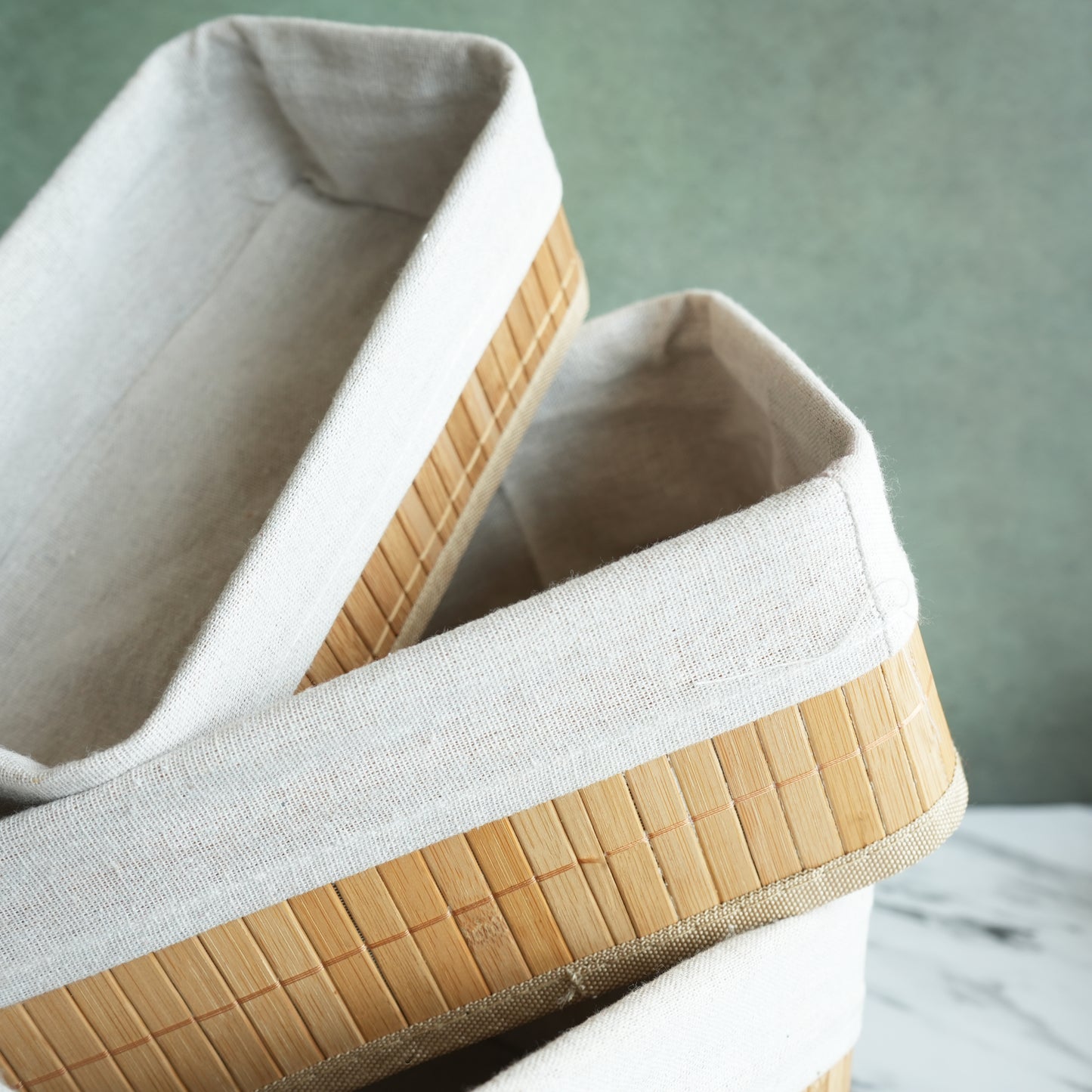 Bamboo Storage Basket with Liner- Small