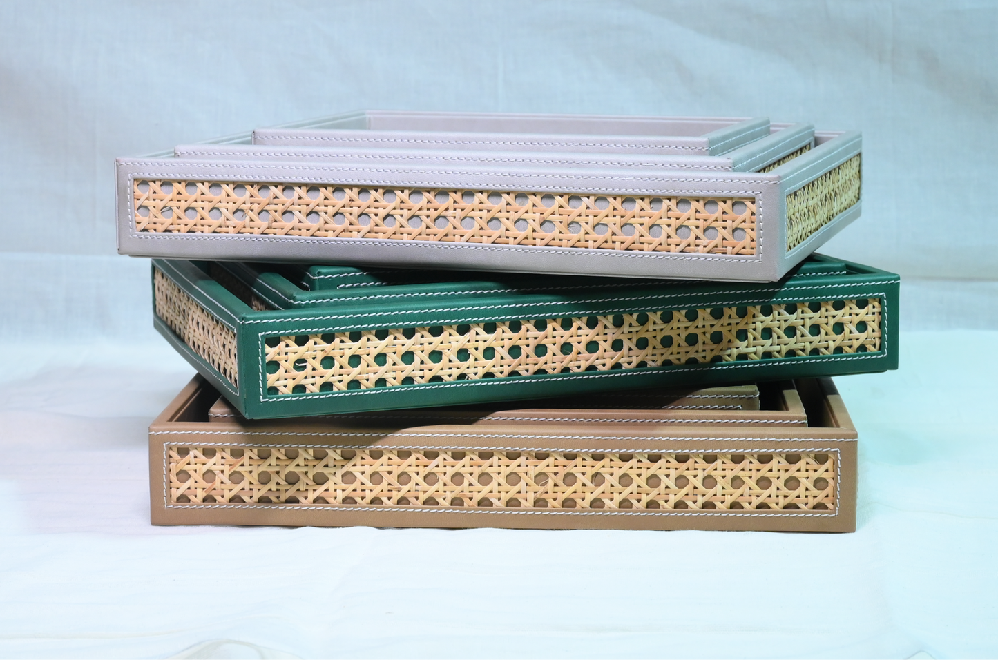 Grey Rattan Serving Tray- Small