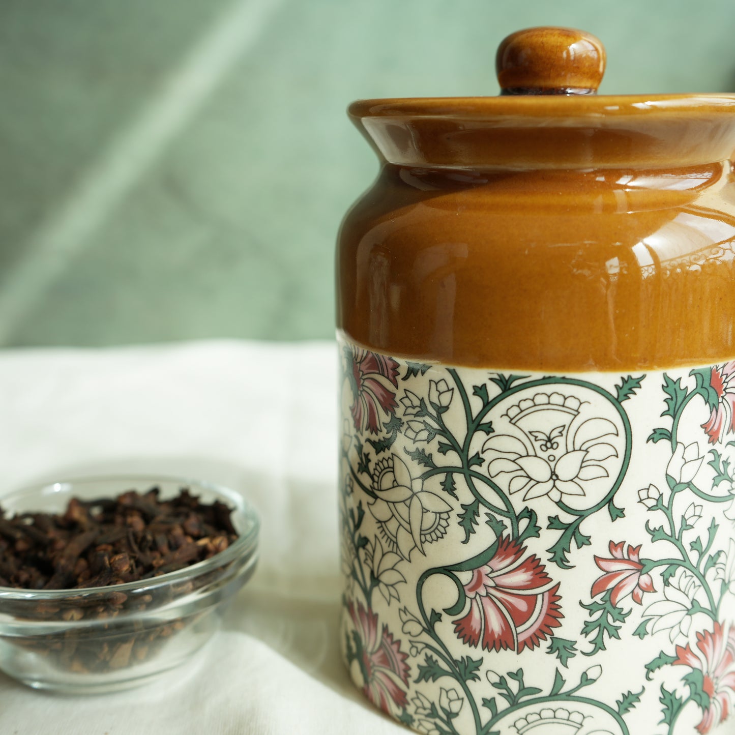 Camellia Ceramic Pickle Jar- Medium