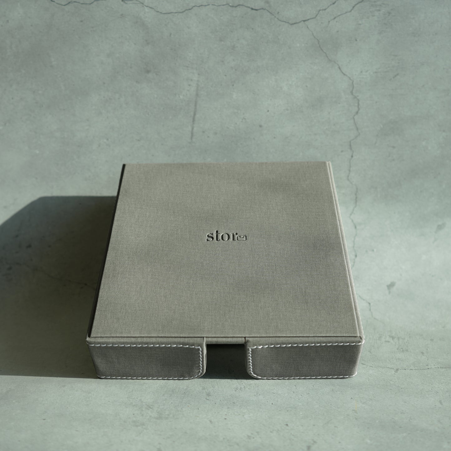 Stone Gray PU Leather Tissue Holder with Weighted Bar