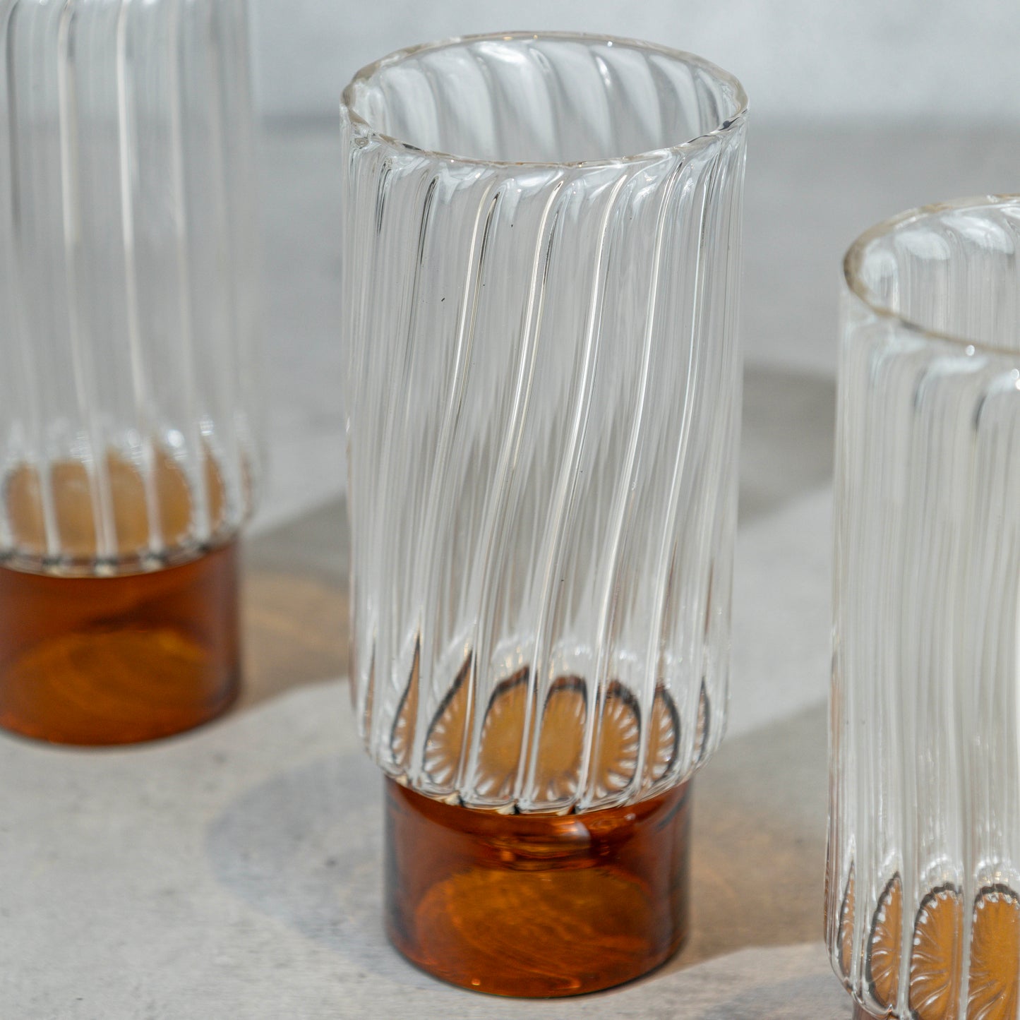 Rust Ribbed Cocktail Glass- Set of 6
