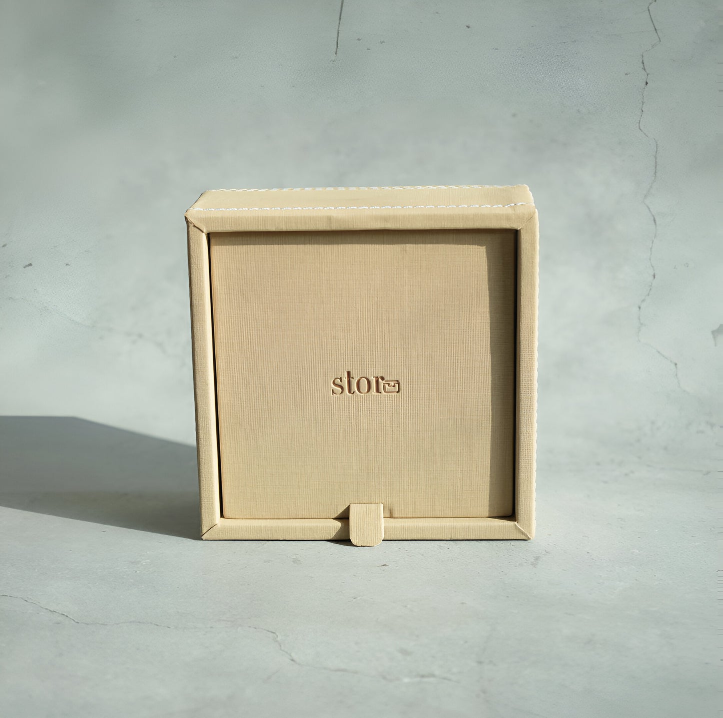 Sand Beige PU Leather Tissue Box - Square