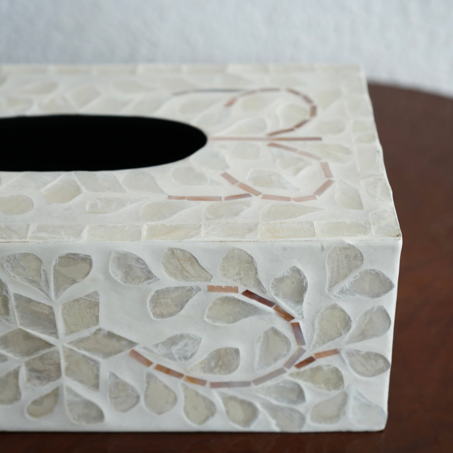Mother-of-Pearl Rectangular Tissue Box - Pearl White