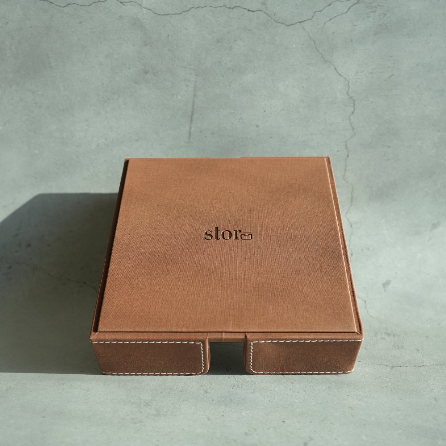 Umber Brown PU Leather Tissue Holder with Weighted Bar