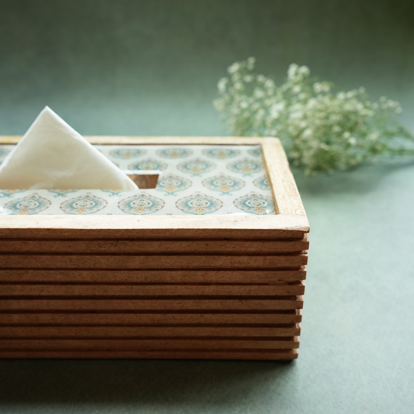Spring Rectangle Wooden Tissue Box