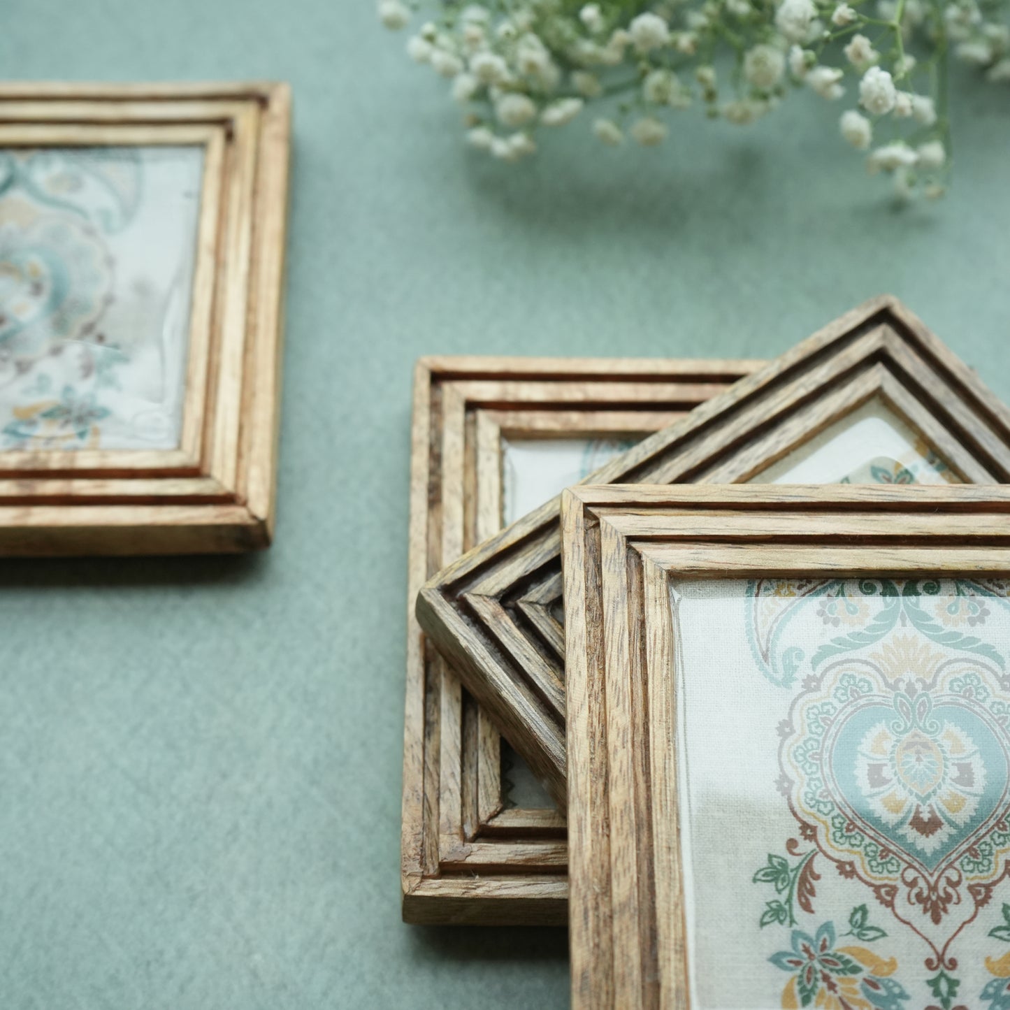 Spring Wooden Coasters- Set of 4