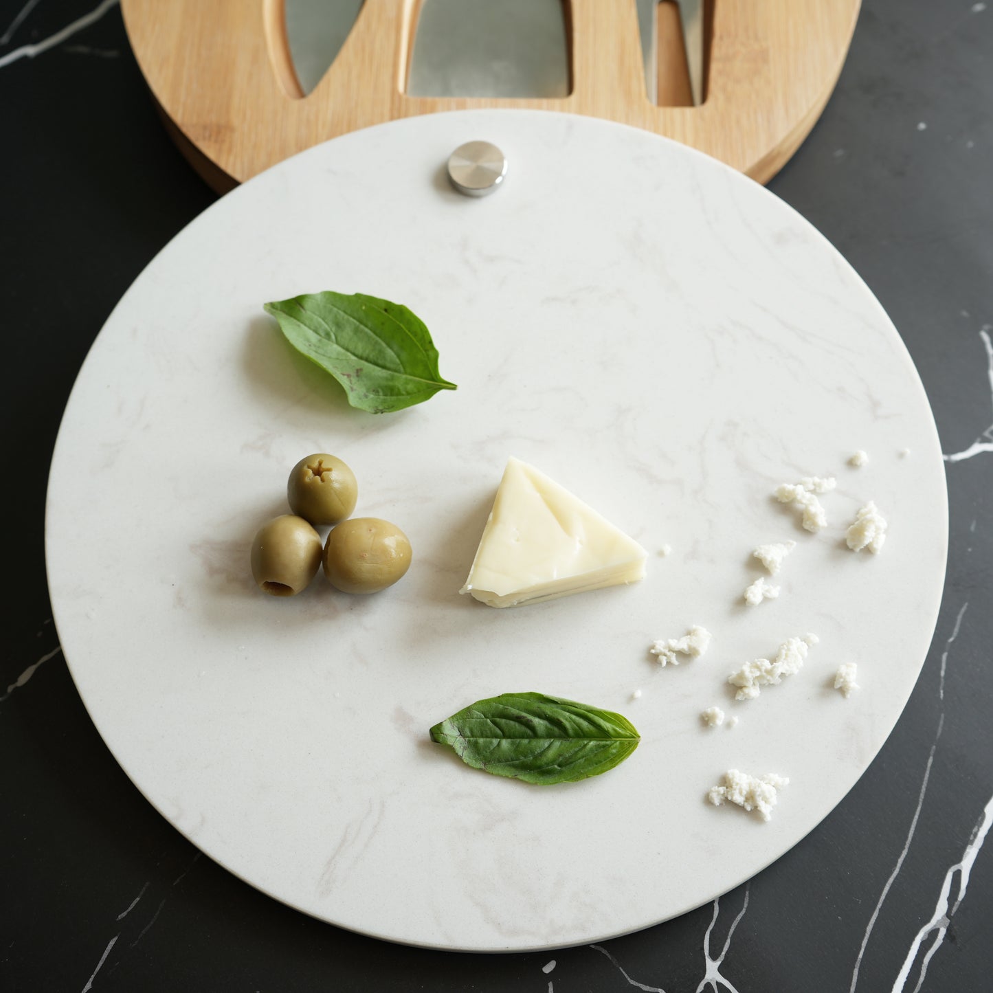 Cheese Knife Set with Marble Board - White
