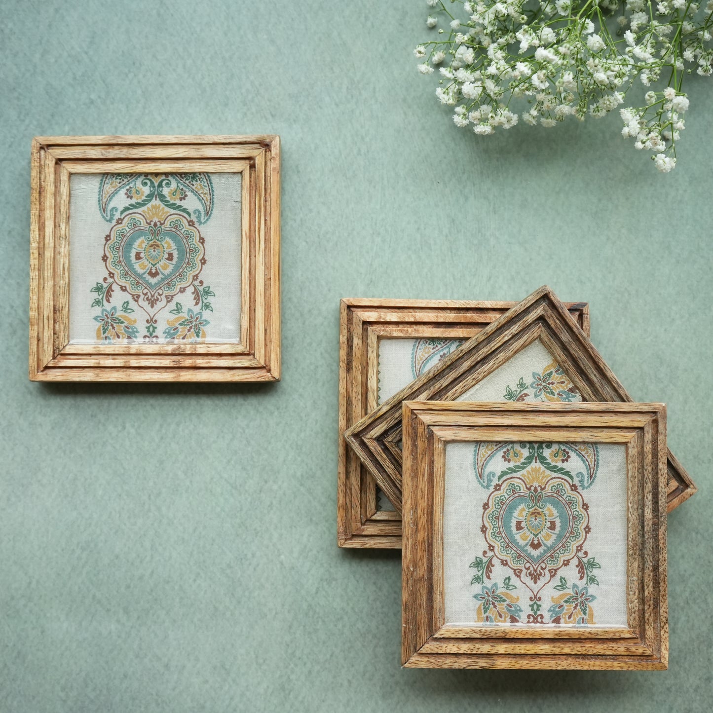 Spring Wooden Coasters- Set of 4