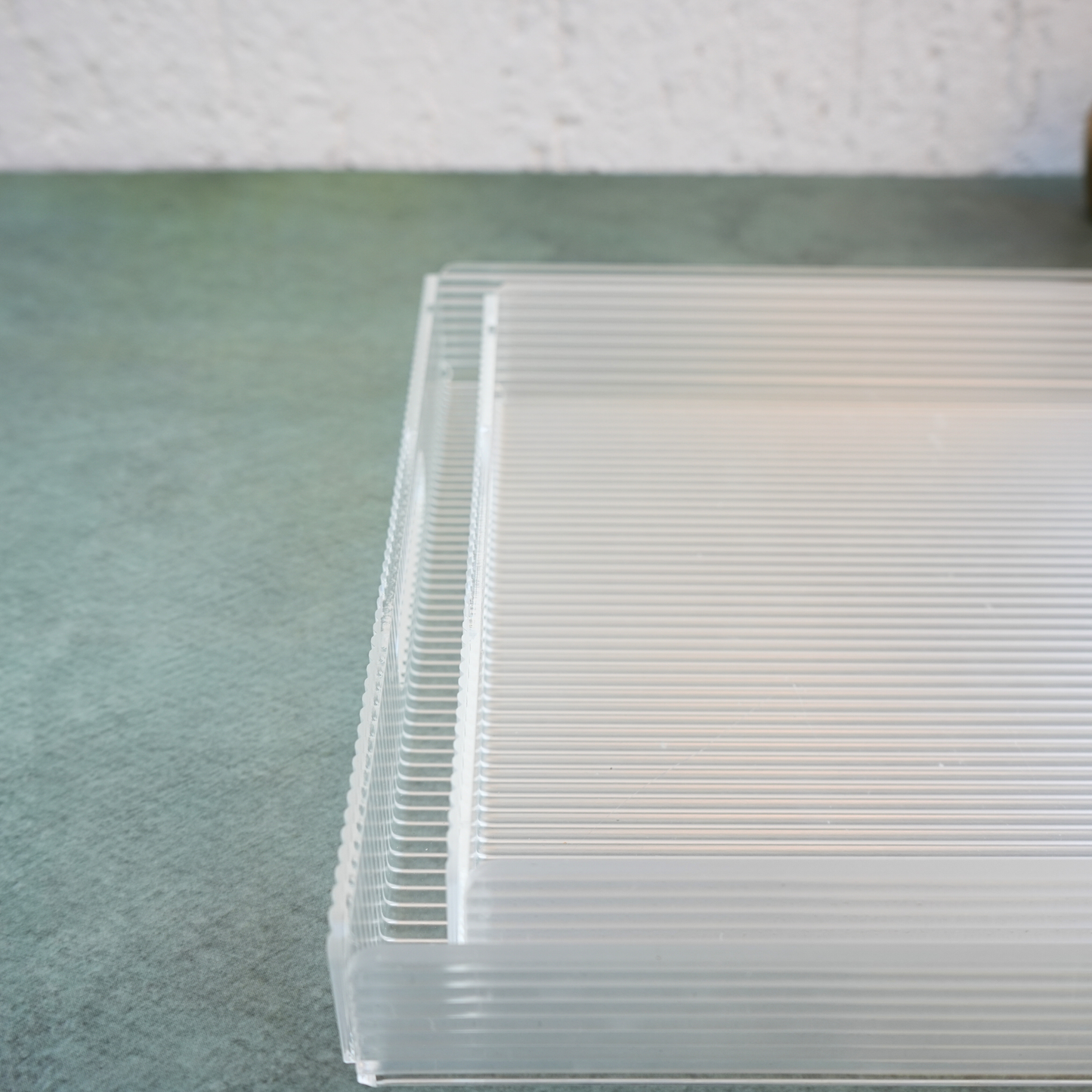 Minimal Ribbed Acrylic Serving Tray- Set of 2
