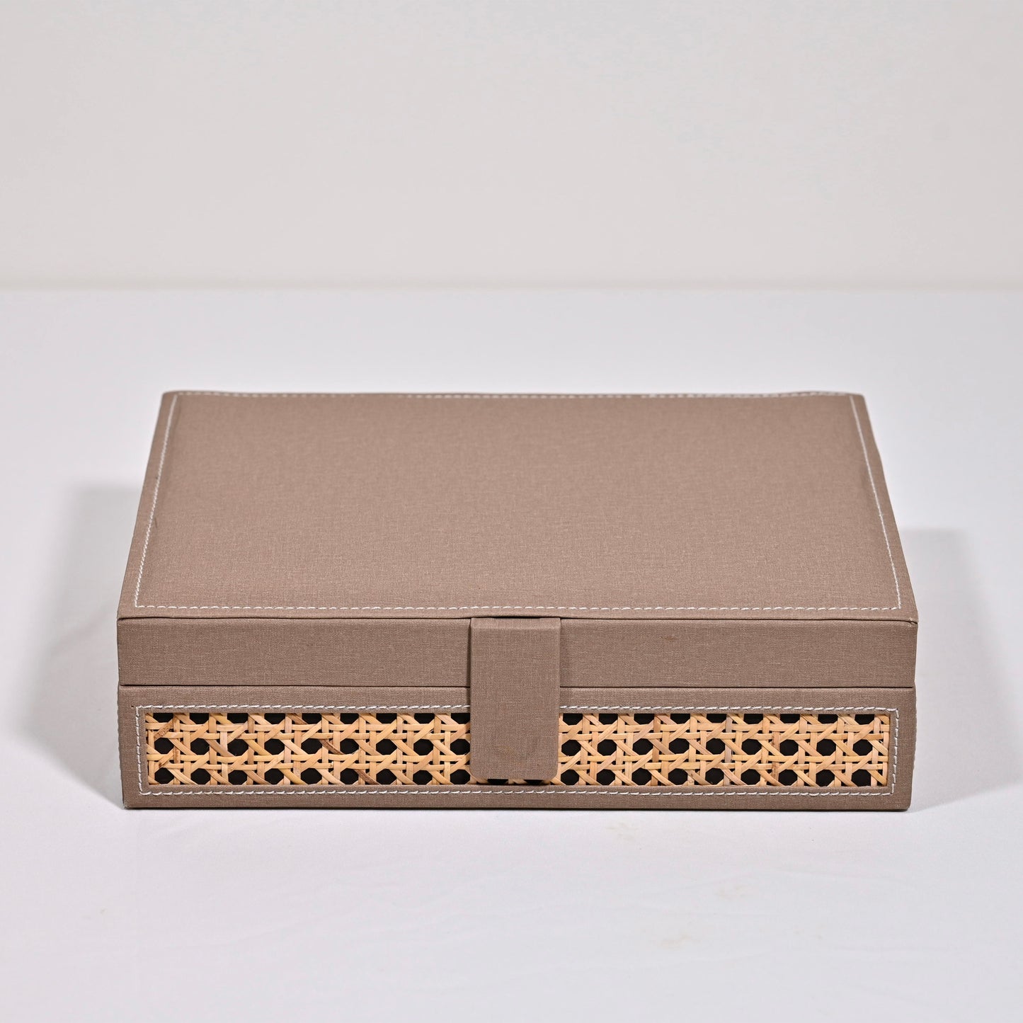 Dark Beige Rattan Watch Organiser (Large)