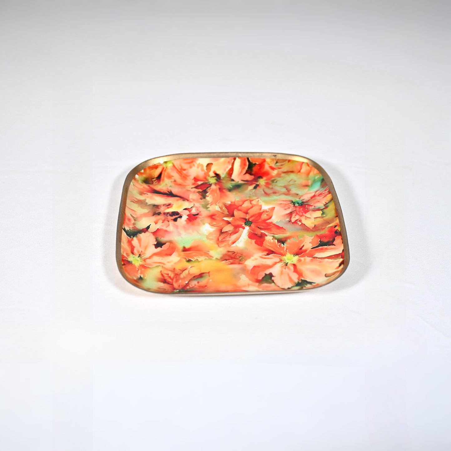 Regular Square Floral Starter Plate - Marigold