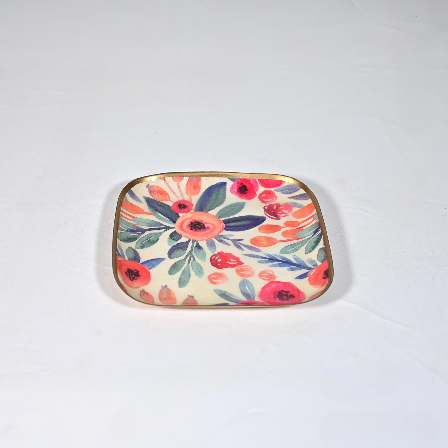 Regular Square Floral Starter Plate - Blush