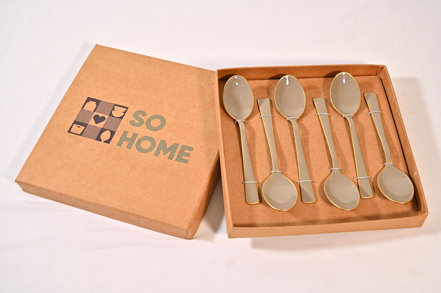 Beige Stainless Steel Spoon Set