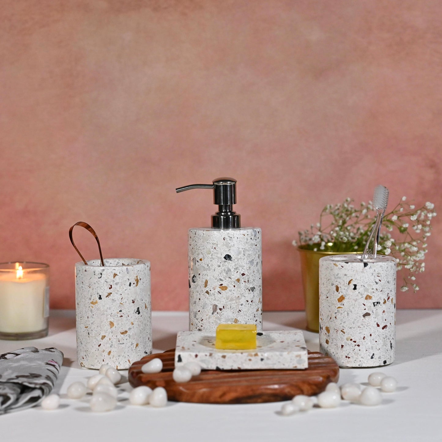 Multicolor Terrazzo Bathroom Set - 4 pcs