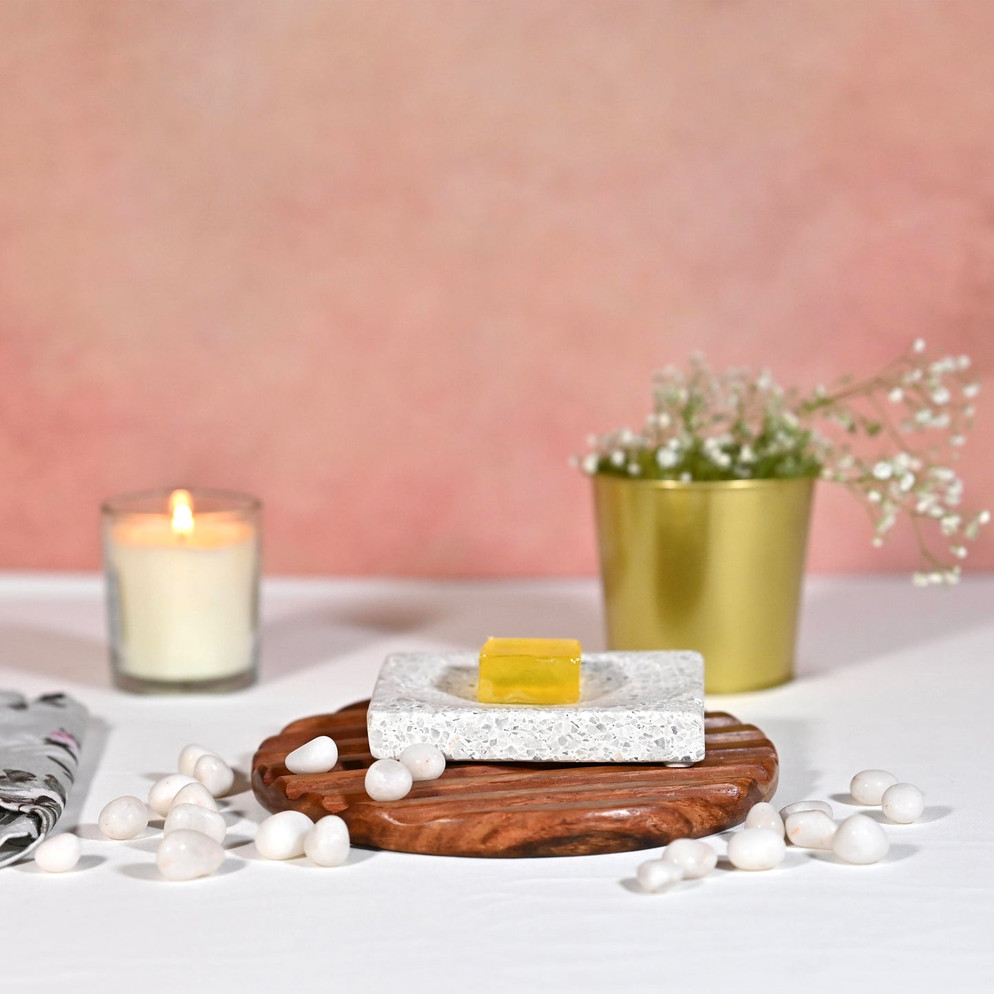 White Terrazzo Bathroom Set