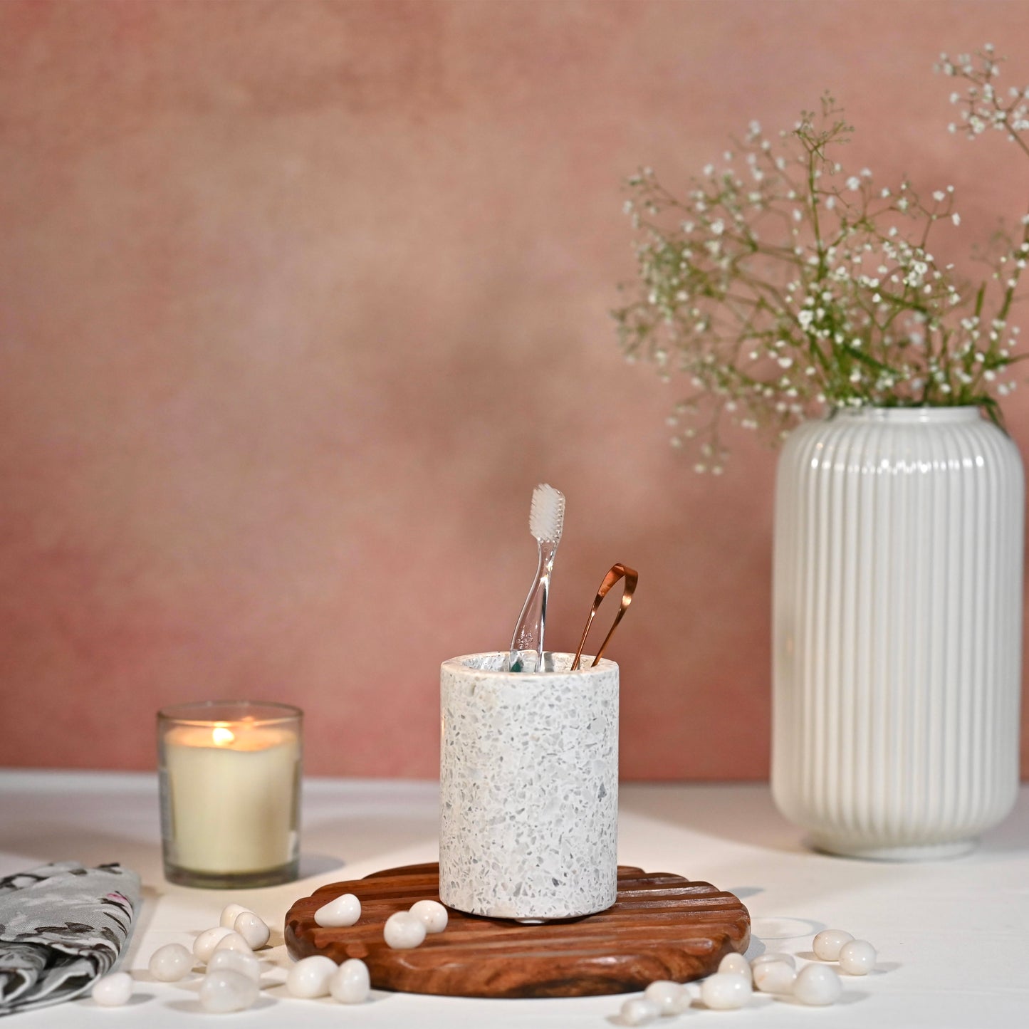 White Terrazzo Bathroom Set