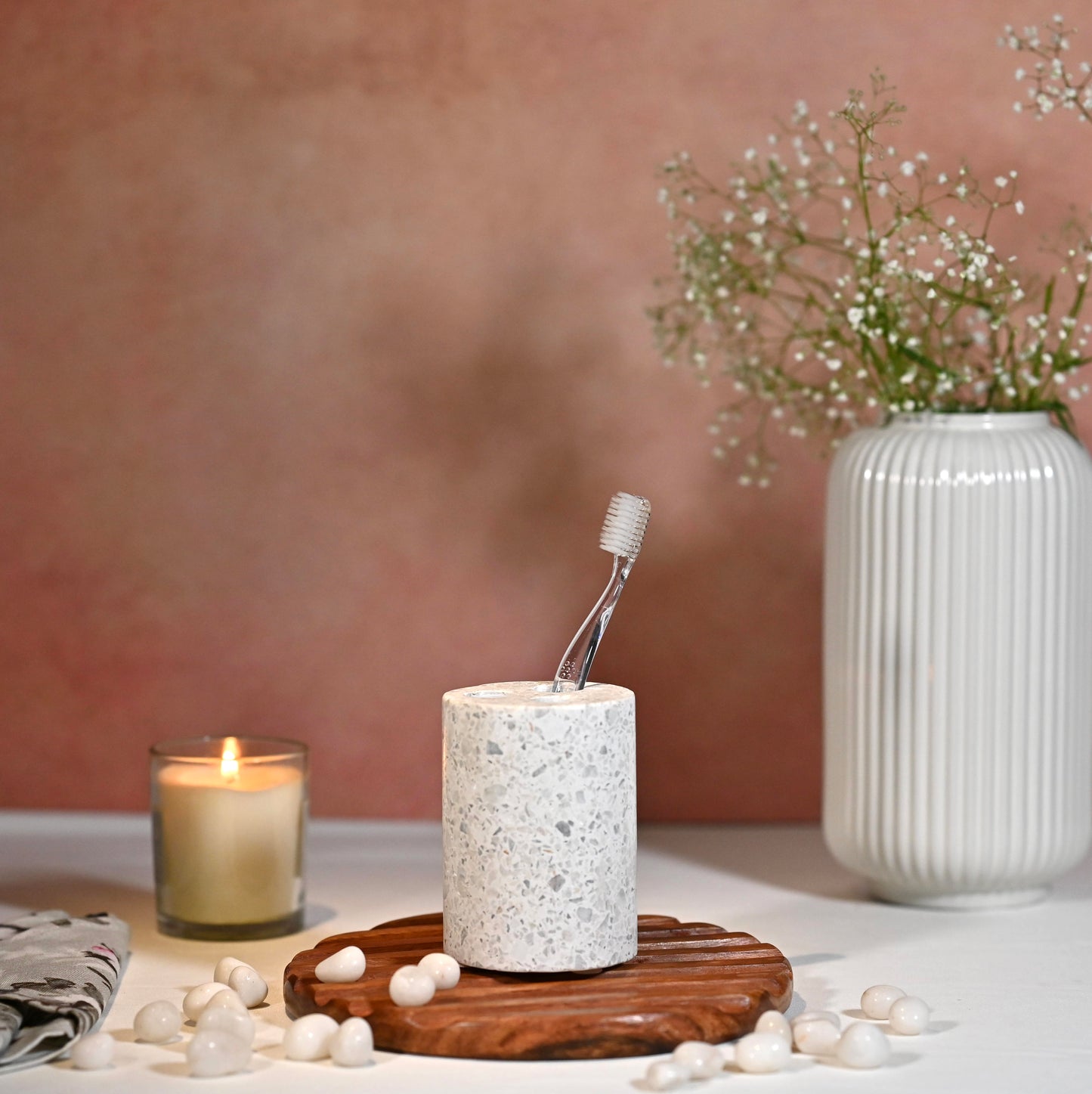 White Terrazzo Bathroom Set