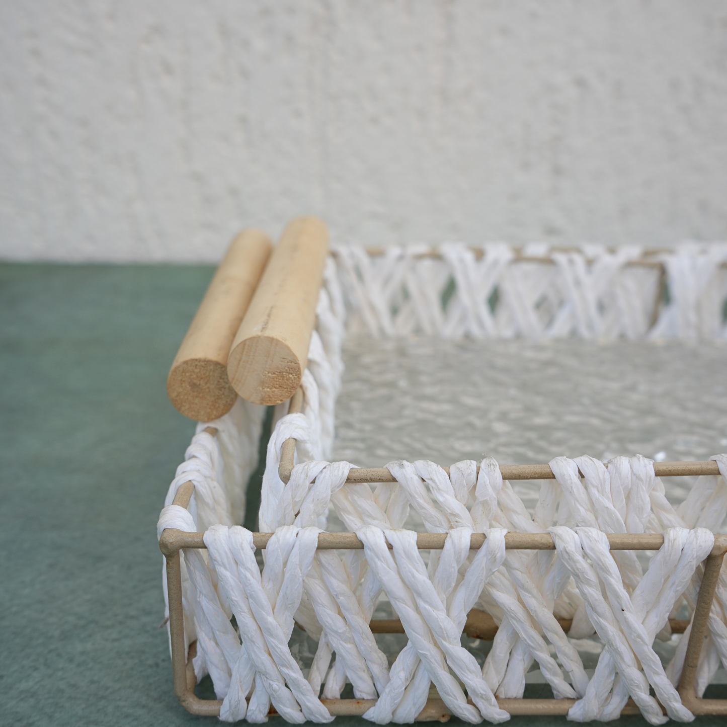 Woven and Textured Acrylic Serving Tray- Set of 2