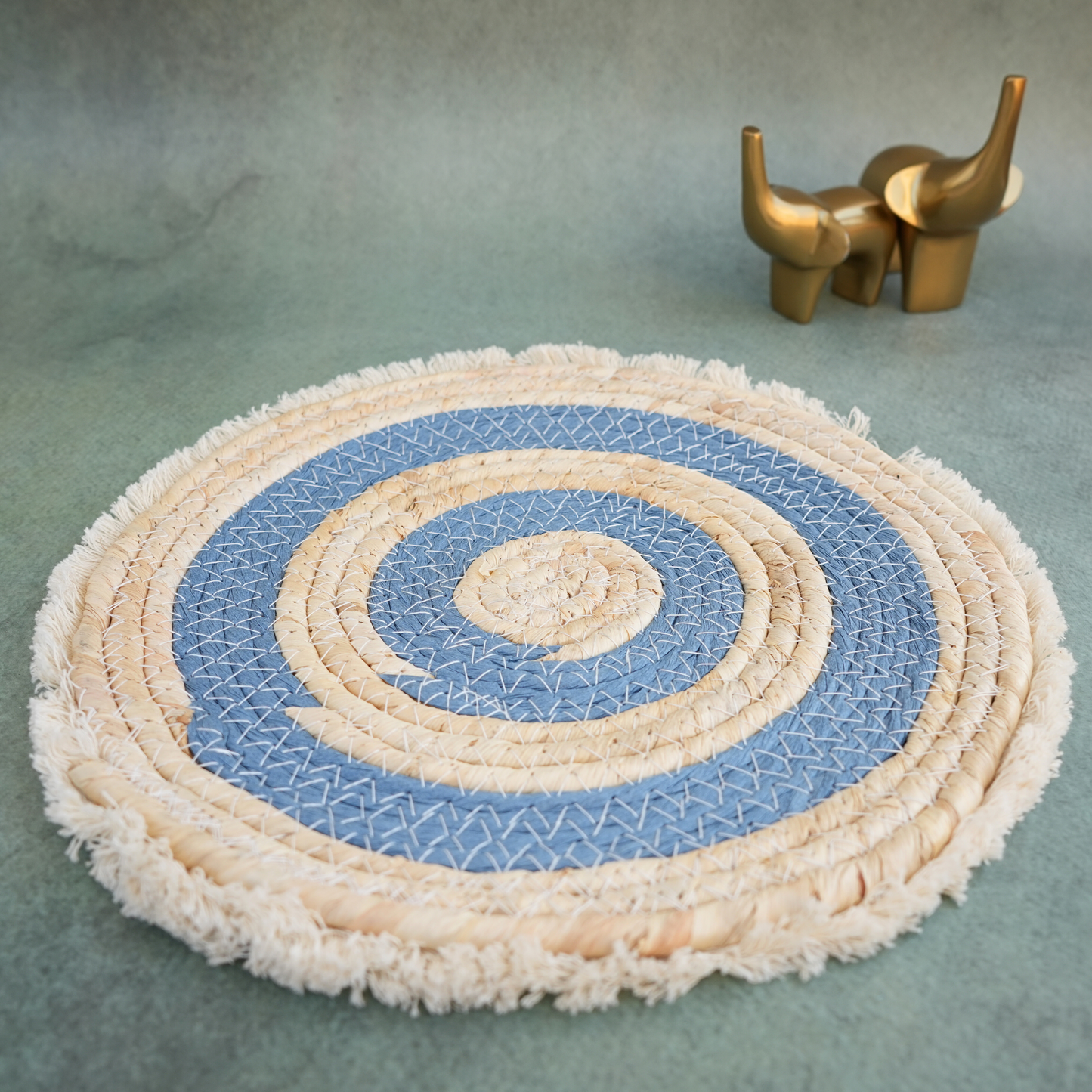 Boho Jute Trivet- Aqua