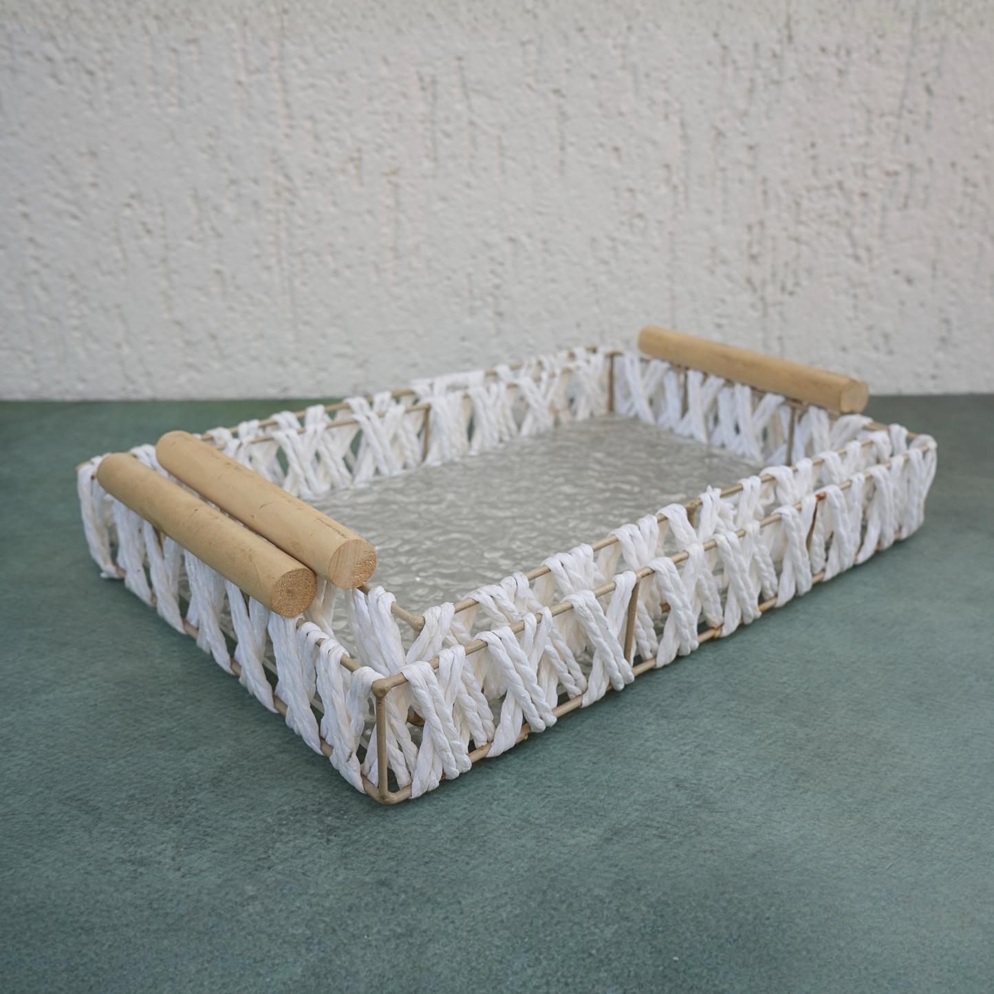 Woven and Textured Acrylic Serving Tray- Set of 2