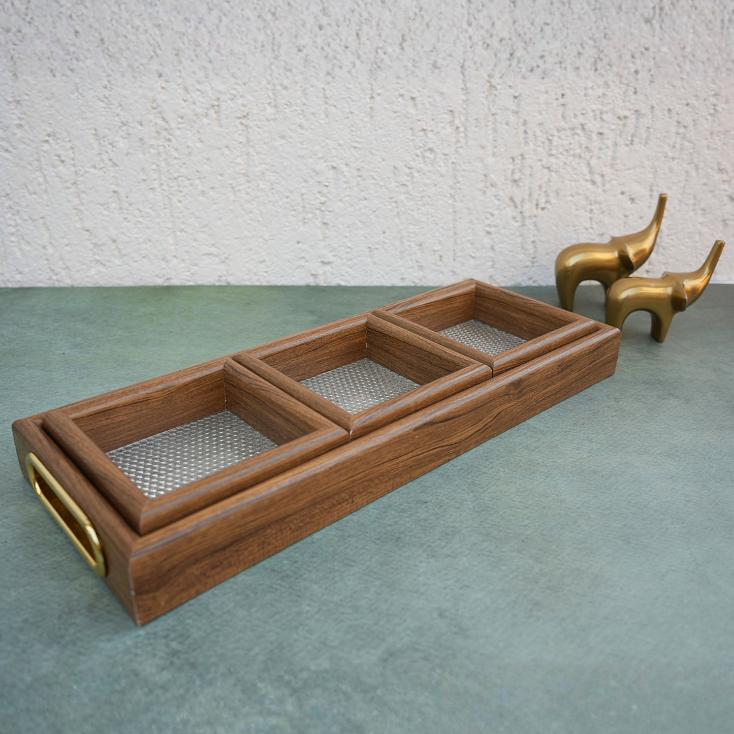 Wooden Sectioned Serving Tray- 3 Grid