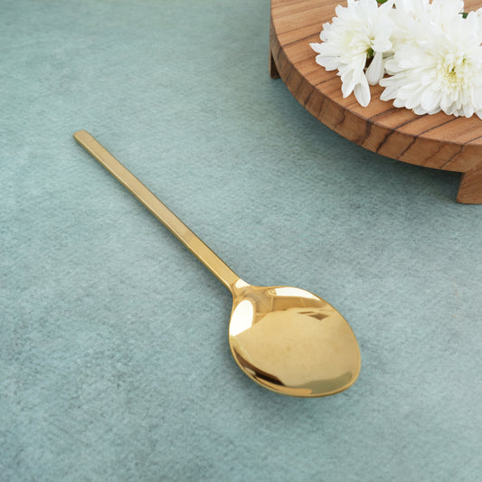 Gold Semi-Matte Stainless Steel Pan Serving Spoon