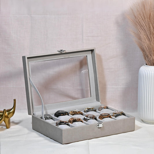 Beige Leather Watch Organiser (Large)