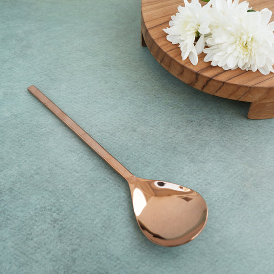 Rose Gold Semi-Matte Stainless Steel Soup Serving Spoon
