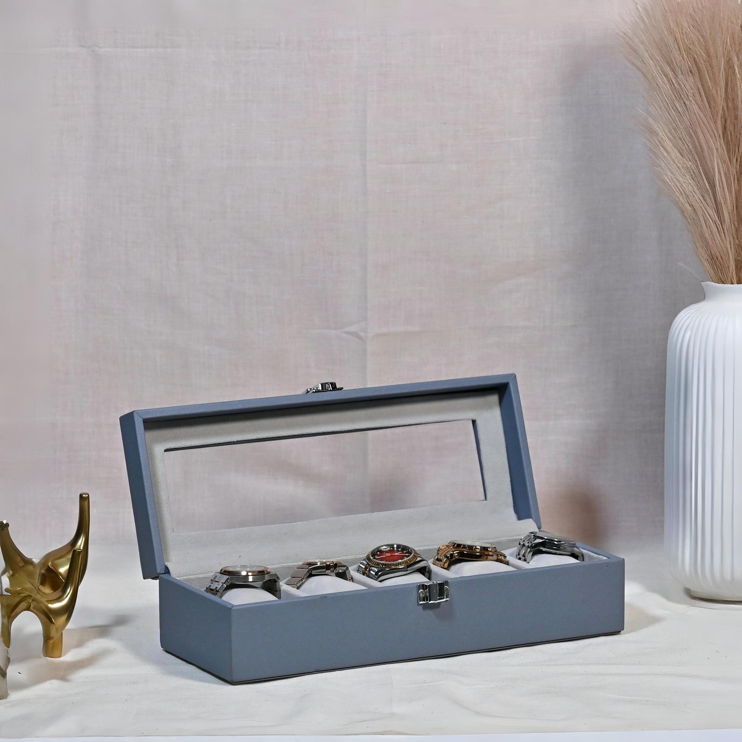 Powder Blue Leather Watch Organiser (Small)