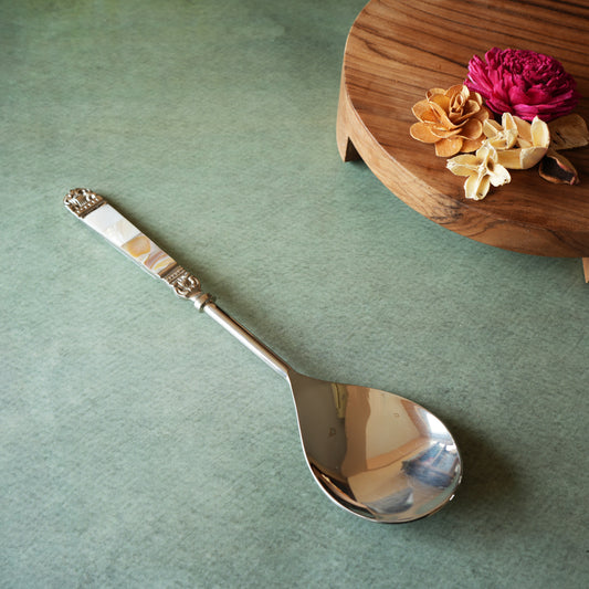 Mother-of- Pearl Stainless Steel Oval Serving Spoon