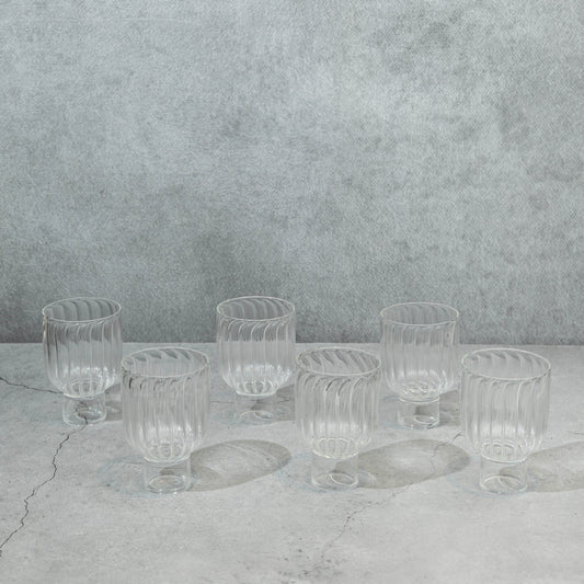 Short Clear Ribbed Cocktail Glass- Set of 6