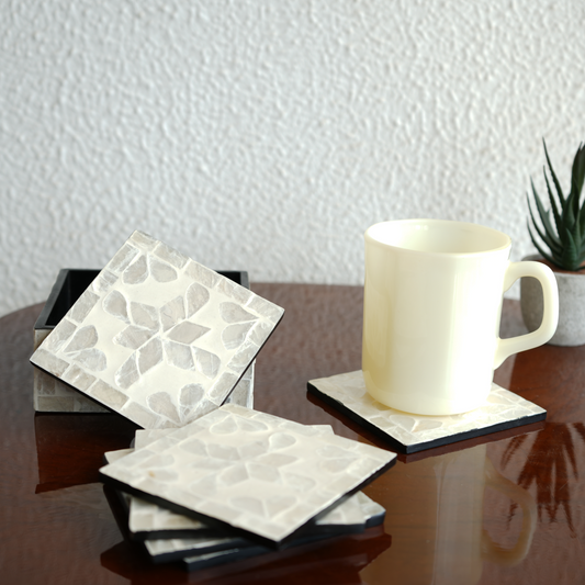 Mother-of-Pearl Coasters - Pearl White