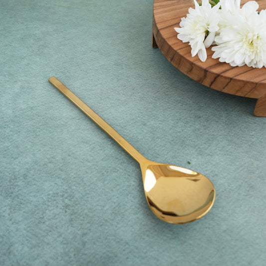 Gold Semi-Matte Stainless Steel Soup Serving Spoon