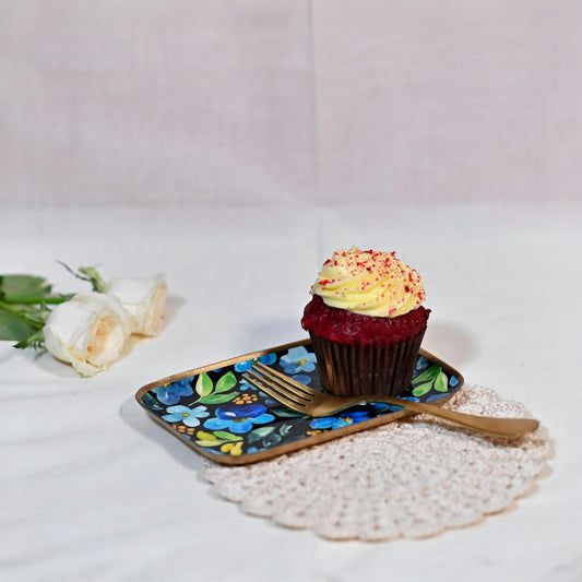 Small Floral Starter Plate - Cornflower