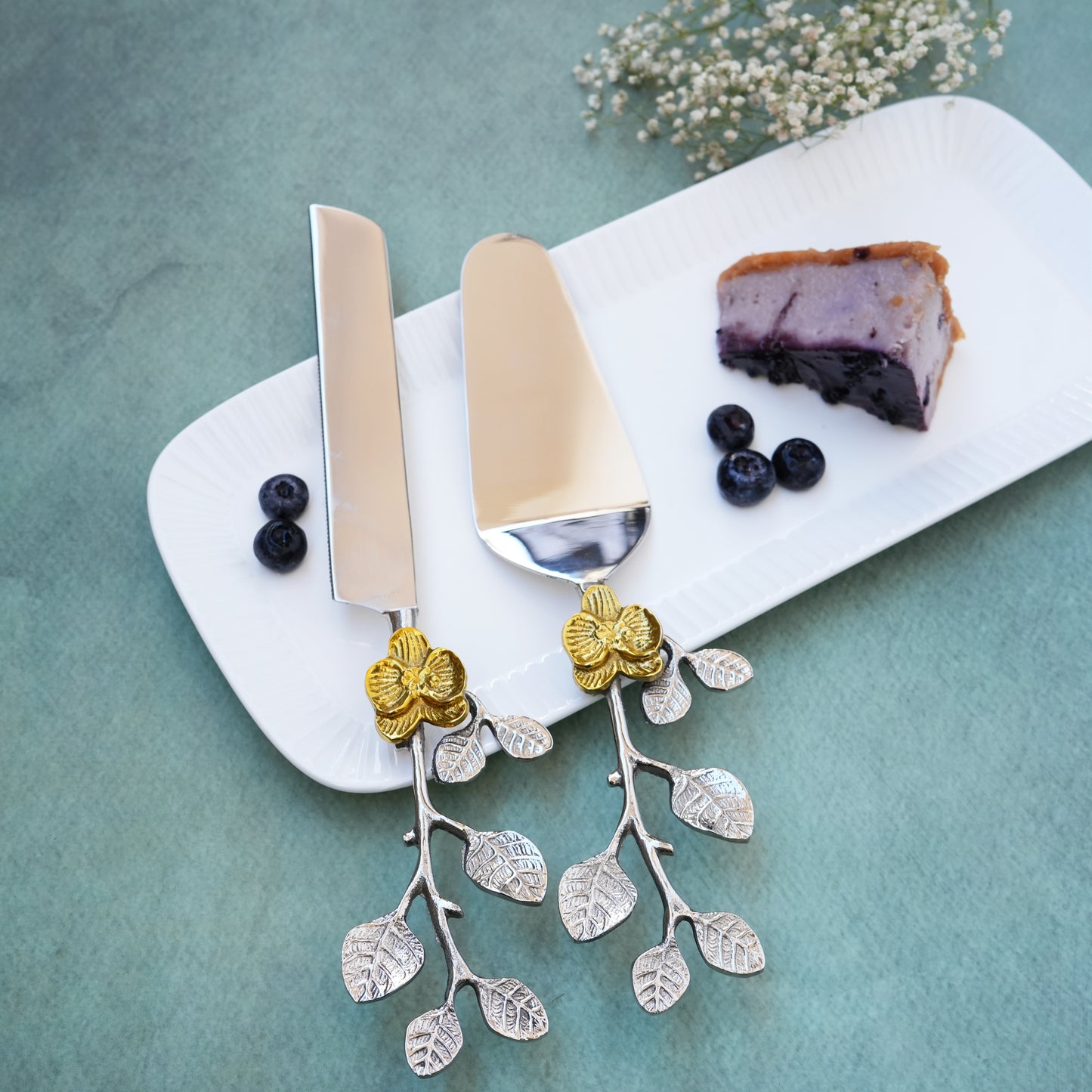 Orchid Cake Lifter & Knife Set