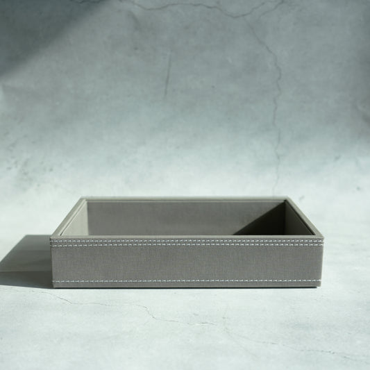 Stone Gray PU Leather Serving Tray - Small