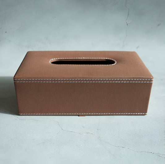 Umber Brown PU Leather Tissue Box - Rectangle