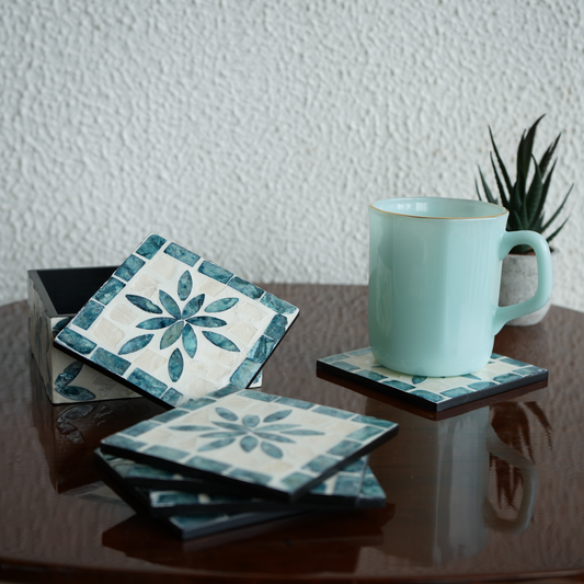 Mother-of-Pearl Coasters - Aqua