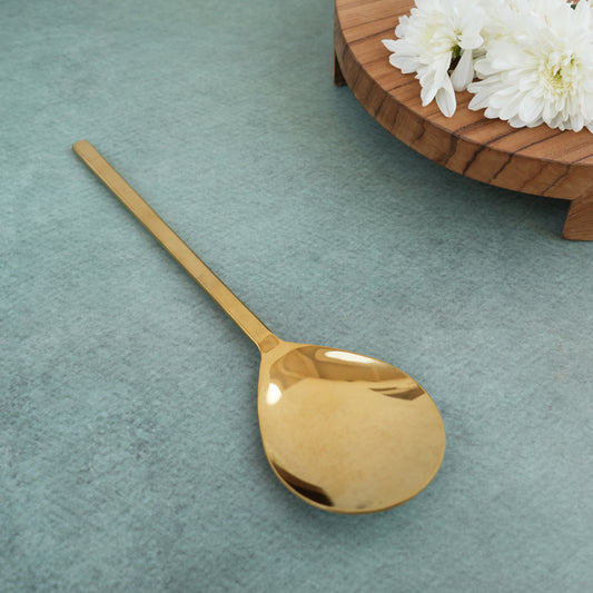 Gold Semi-Matte Stainless Steel Rice Serving Spoon