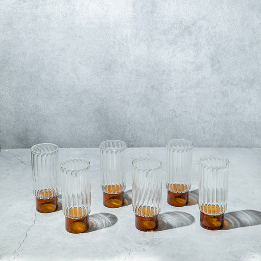 Rust Ribbed Cocktail Glass- Set of 6