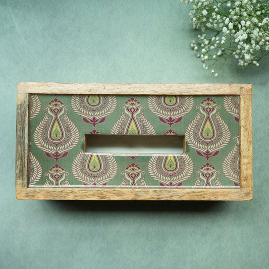 Paisley Rectangle Wooden Tissue Box