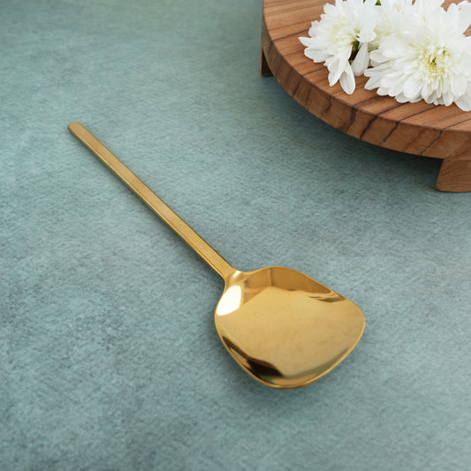 Gold Semi-Matte Stainless Steel Square Serving Spoon