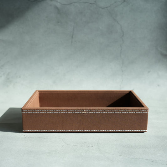 Umber Brown PU Leather Serving Tray - Small