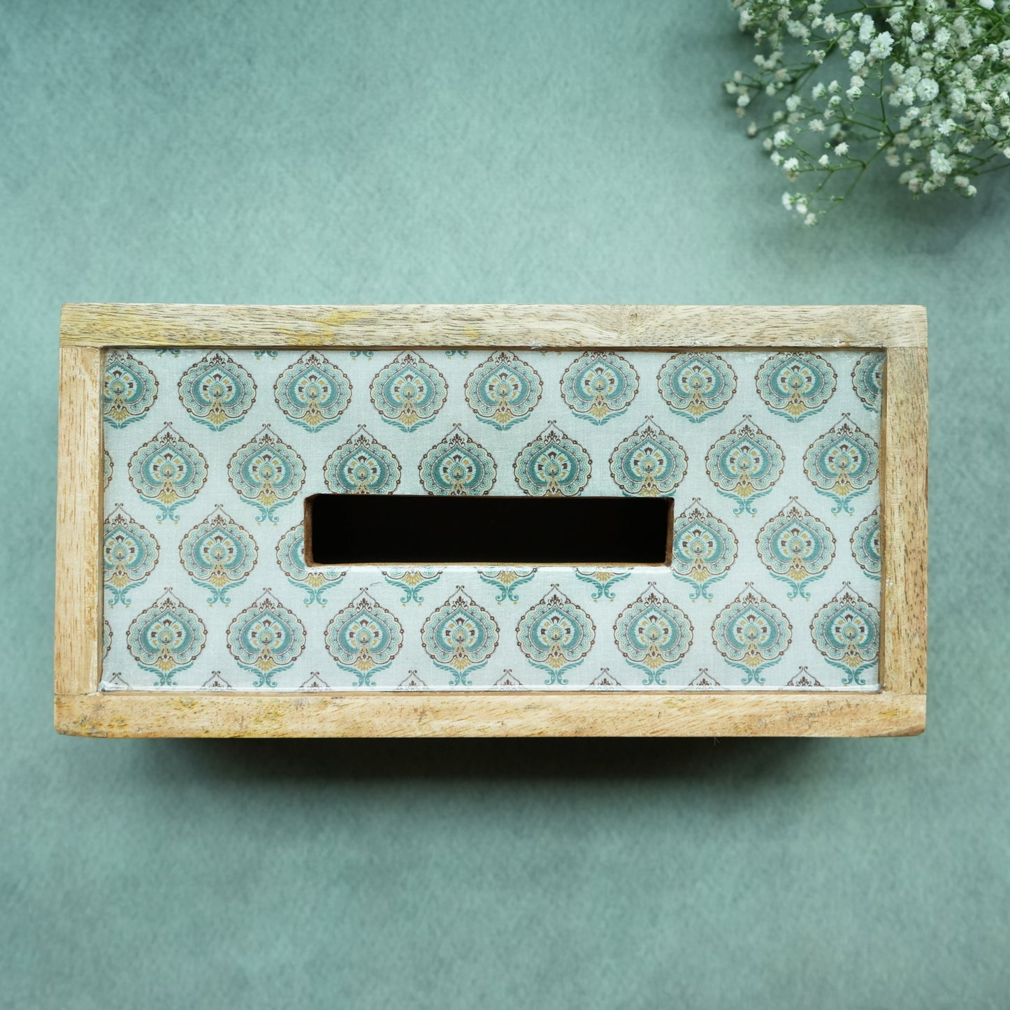 Spring Rectangle Wooden Tissue Box